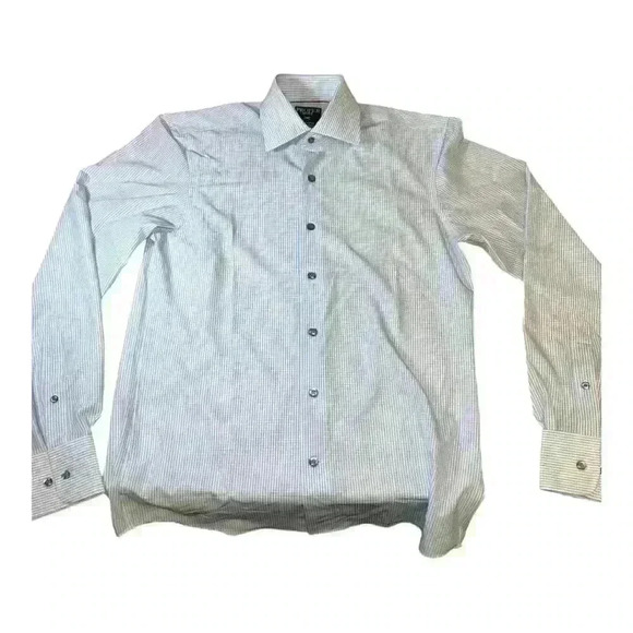 Men’s Light Blue Checkered Dress Shirt Size S, Slim Fit, Long Sleeve, Button-Up - Picture 9 of 9